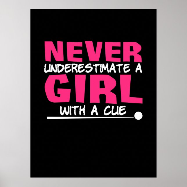 Poster Jogador de Bilhar | Piscina Billiard Girl Com Uma  (Frente)