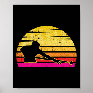 Poster Jogador de Bilhar Retro Vintage Piscina Esportiva
