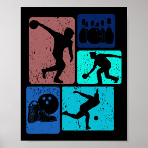 Poster Jogador de Boliche Engraçado Bowler Vintage Bowl G