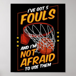 Poster Jogador de Bysketbyll Divertido 5 Fouls Defensor S
