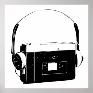 Poster Jogador de Cassete Portátil anos 80, Walkman.