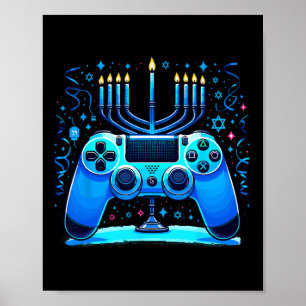 Poster Jogador de console de videogame judeu Hanukkah Cha