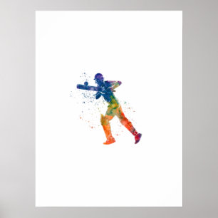 Poster Jogador de críquete em aquarela