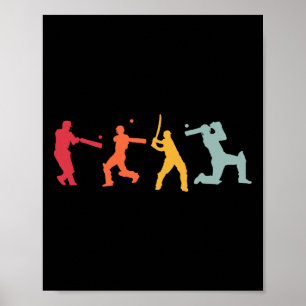 Poster Jogador de Críquete Esporte Críquete Vintage Críqu