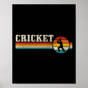 Poster Jogador de Críquete Esportes Vintage Retro Críquet