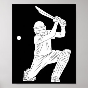 Poster Jogador de críquete Silhueta Tsman Cricketeers Tte