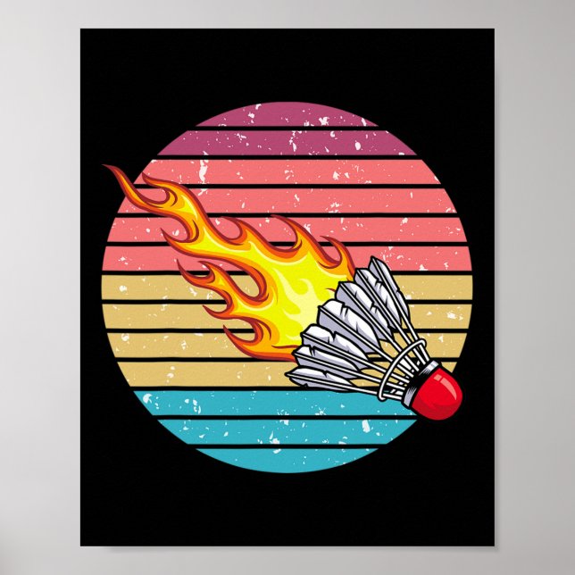 Poster Jogador De Esporte Do Retro Shuttle Badminton Trei (Frente)
