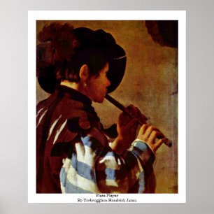 Poster Jogador de flauta por Terbrugghen Hendrick Jansz.