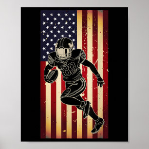 Poster Jogador de Futebol Americano Bandeira EUA Orgulho