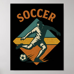 Poster Jogador de Futebol Antigo Chuta Estilo Clic