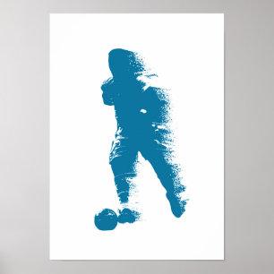 Poster Jogador de Futebol - Arte em Aquarela Abstrata