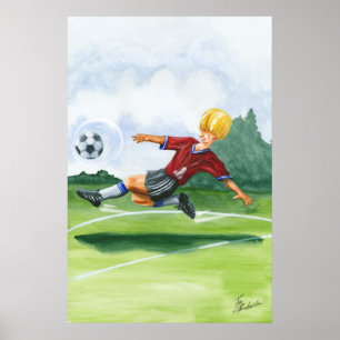 Póster Jogador de futebol batendo uma bola por Jay Throck