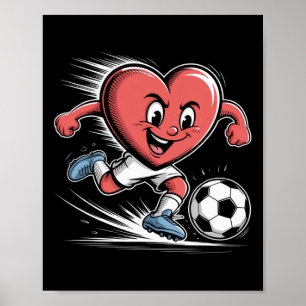 Poster Jogador de Futebol Coração Vermelho Dia dos Namora