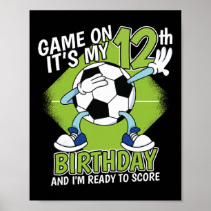 Poster Jogador de Futebol de 12 Anos Menino Aniversário d