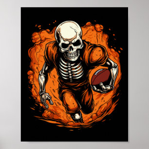 Poster Jogador de futebol do Skeleton no Halloween Spooky