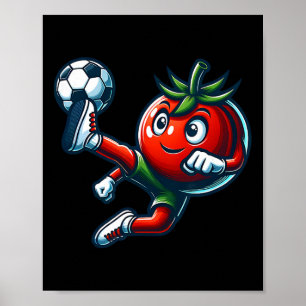Poster Jogador de futebol engraçado do tomate chutando ma