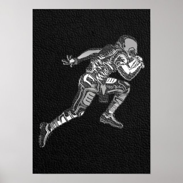 Poster Jogador de futebol executando Quarterback Black Si (Frente)