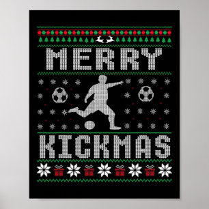 Poster Jogador de Futebol Feliz Kickmas Suéter de Natal F