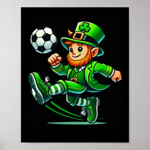 Poster Jogador de Futebol Leprechaun Dia de São Patrício