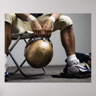 Póster Jogador de futebol que senta-se no vestuário