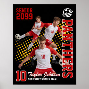 Poster Jogador de Futebol Sênior Colagem de Foto Personal