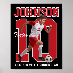 Poster Jogador de Futebol Sênior Número Foto Personalizad