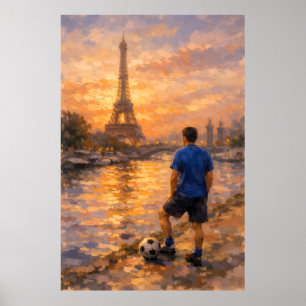Poster Jogador de Futebol Solitário Perto de La Seine