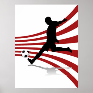 Poster Jogador de Futebol Vermelho e Branco