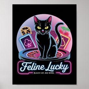 Poster Jogador de Gatos de Casino de Jogo Feline Lucky &a