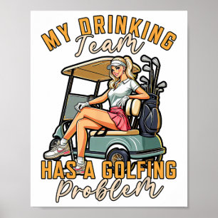 Poster Jogador De Golfe Golfando Minha Equipe De Bebendos