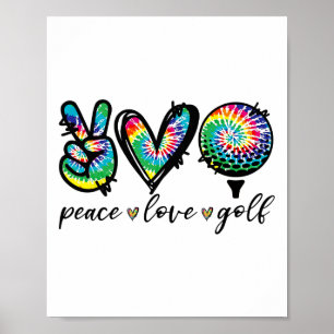 Poster Jogador de Golfe Paz Amor Tie Dye Amantes do Golfe
