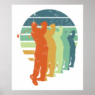 Poster Jogador de Golfe Retro, Golfista, Presente De Vent