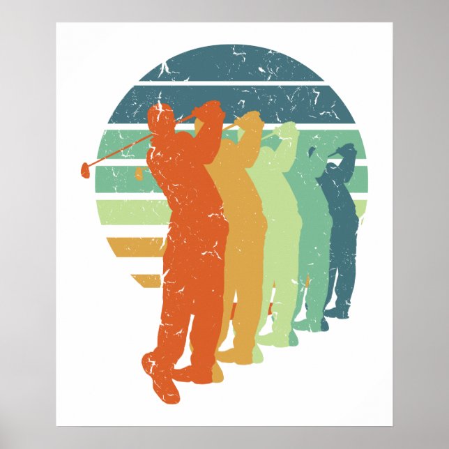 Poster Jogador de Golfe Retro, Golfista, Presente De Vent (Frente)