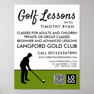 Poster Jogador de Golfe Silhouette, Publicidade de Lição 