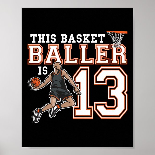 Poster Jogador de Hoops de Festa de aniversário de Basque (Frente)