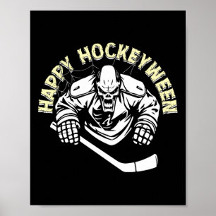 Poster Jogador de hóquei assustador Feliz Hóquei no gelo