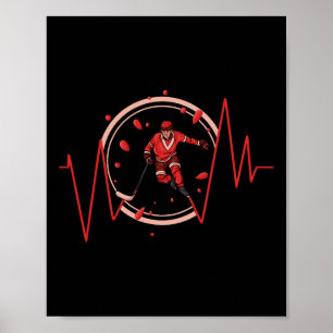 Poster Jogador de Hóquei no Gelo Batimento Cardíaco Espor