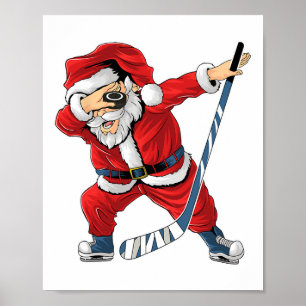 Poster Jogador de Hóquei no Gelo Dabbing Papai Noel Chris