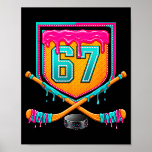 Poster Jogador de Hóquei no Gelo Número 67 Gotejamento de