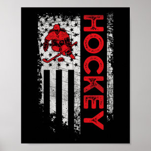 Poster Jogador de hóquei Patriótico dos EUA