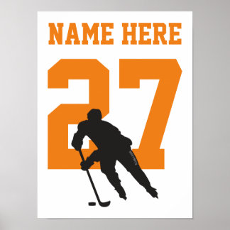 Poster Jogador de Hóquei Personalizado - Número Laranja