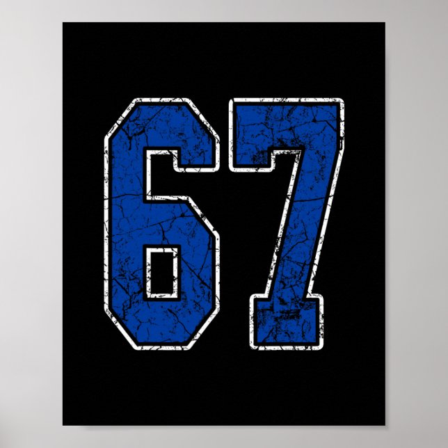 Poster Jogador de Jersey Número 67 Azul Real e Branco Uni (Frente)