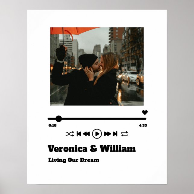 Poster Jogador de Música Personalizado Da Música Do Amor (Frente)