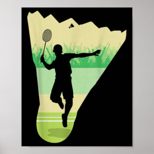 Poster Jogador de Peteca Retro Vintage Badminton