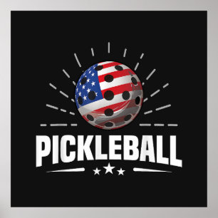 Poster Jogador de Pickleball da Bandeira Americana dos EU