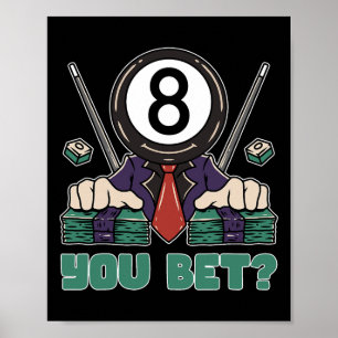 Poster Jogador de Piscina 8 Ball Billiard Oito Ball Billi