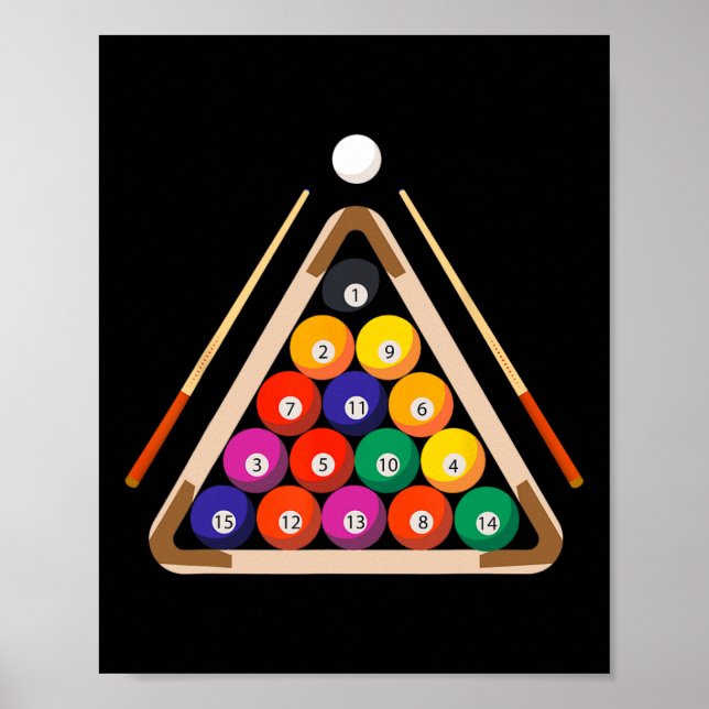 Poster Jogador de Piscina Billiard E Stick Billiards (Frente)