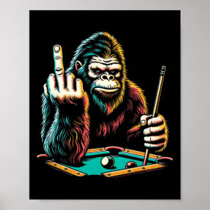 Poster Jogador de Piscina Engraçado Billiards Retro Sasqu