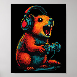 Poster Jogador de Rock Hyrax Awawa Video Games Divertido
