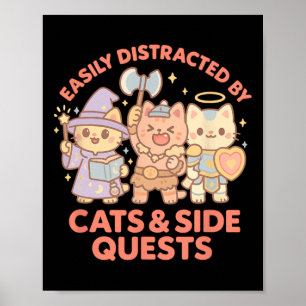 Poster Jogador De Rpg Gatos Nerdy Missão Lateral Distraíd